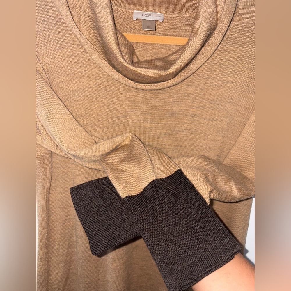 Loft Outlet Petites Color-Block Cowl Neck Wool‎ Blend Sweater Dress Size LP - Picture 6 of 9